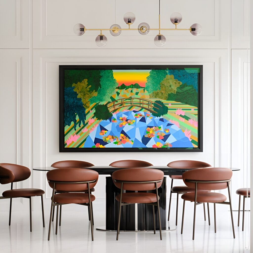 A burst of orange energizing the Chuan Garden project's dining room by Haus Atelier