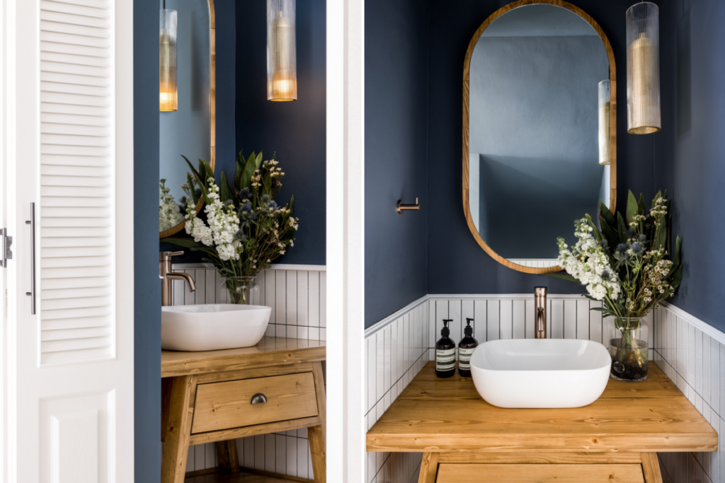 Cool tones in interior design of a Holland Grove bathroom by Haus Atelier