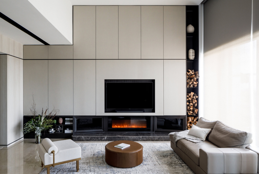 Minimalist neutral living room, Balmoral Hills project by Haus Atelier