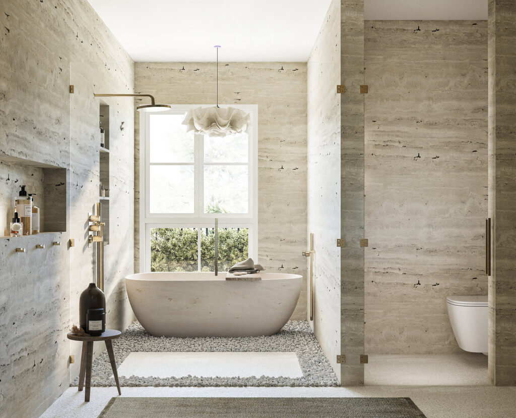 Neutral interior design of a bathroom in Haus Atelier's project Holland Grove 2