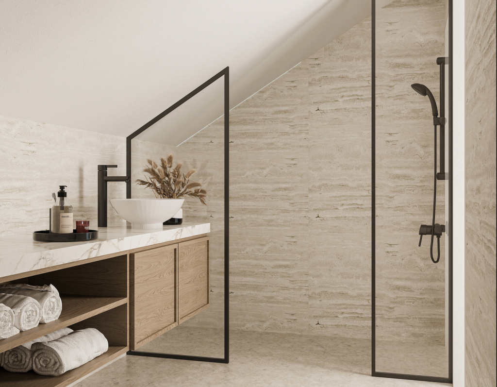 Stone wall in Haus Atelier's Clementi Park project in contemporary Mediterranean style